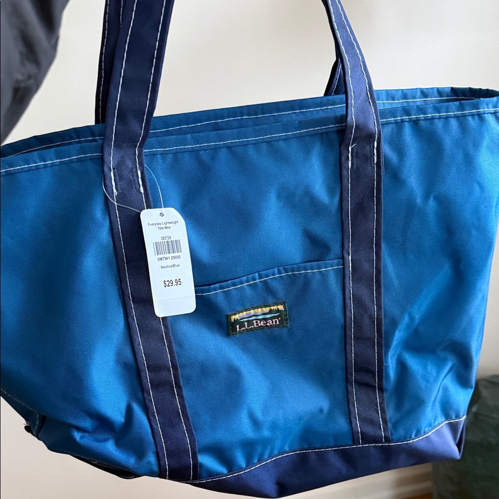 L.L.Bean Bright Blue Tote with Navy Accents